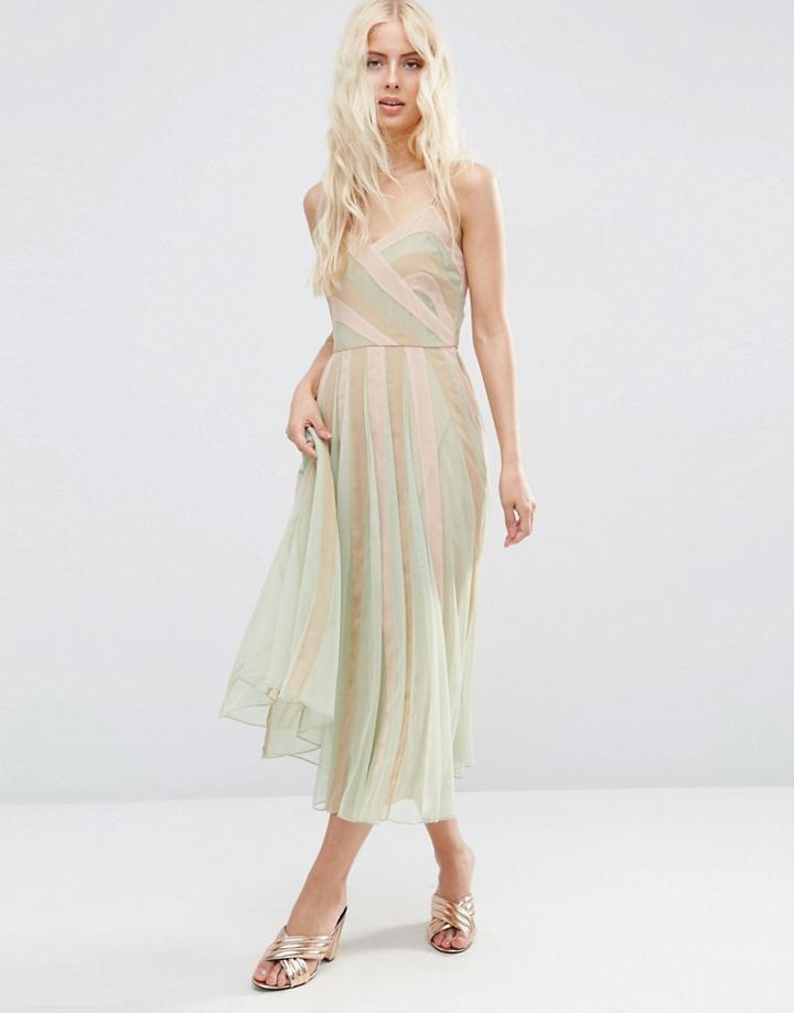 Asos Pastel Fit And Flare Cami Midi Dress - Multi