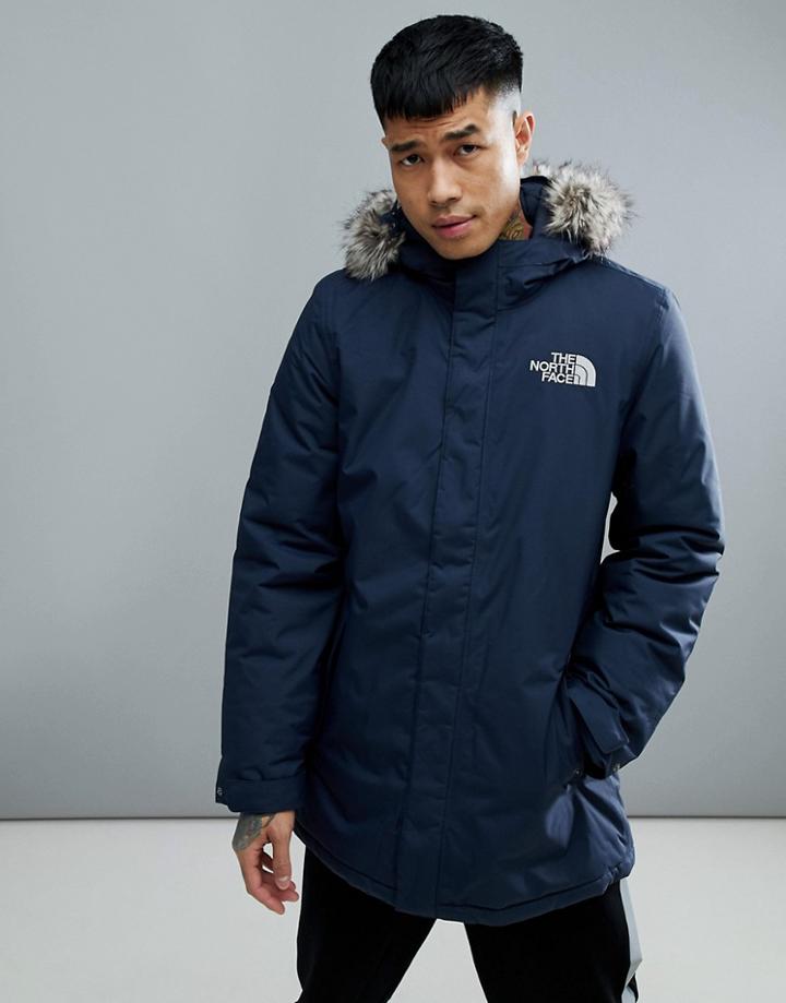 The North Face Zaneck Detachable Faux Fur Hood Jacket In Navy - Navy