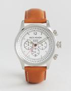 Jack Mason Nautical Chronograph Leather Watch In Tan 42mm - Tan