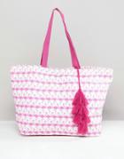 Chateau Flamingo Print Beach Bag - Pink