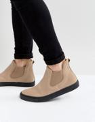 Asos Chelsea Boot Sneakers In Stone Faux Suede - Stone
