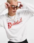 Nike Basketball Standard Issue 90s Retro Logo Crew Neck Sweatshirt In Off- White