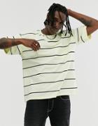 Heart & Dagger Striped T-shirt In Pale Yellow