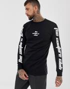 The Couture Club Long Sleeve T-shirt In Black With Sleeve Print - Black