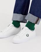 Fred Perry Kendrick Tipped Cuff Canvas Sneakers In White