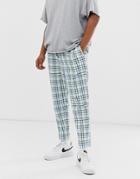 Asos Design Slim Crop Smart Pants In Large Scale White Check