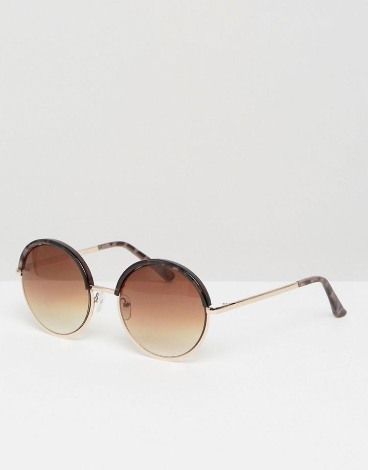 New Look Round Tort Detail Sunglasses - Brown