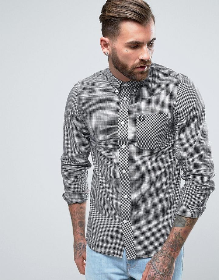 Fred Perry Shirt In Slim Fit Gingham With Long Sleeves Black - Black