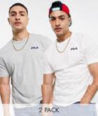 Fila 2 Pack T-shirt With Logo In White And Gray-multi