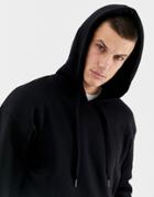 Selected Homme Drop Shoulder Hoodie In Fleece Back Jersey - Black