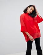 Asos Sheer And Solid Oversize Tee - Red