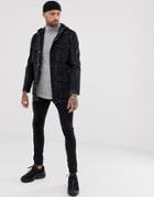 Asos Design Denim Parka Jacket In Washed Black - Black