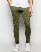 Asos Super Skinny Joggers In Green - Washed Field