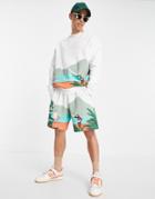 Asos Design Oversized Sweatshirt In White With Scenery Print - Part Of A Set