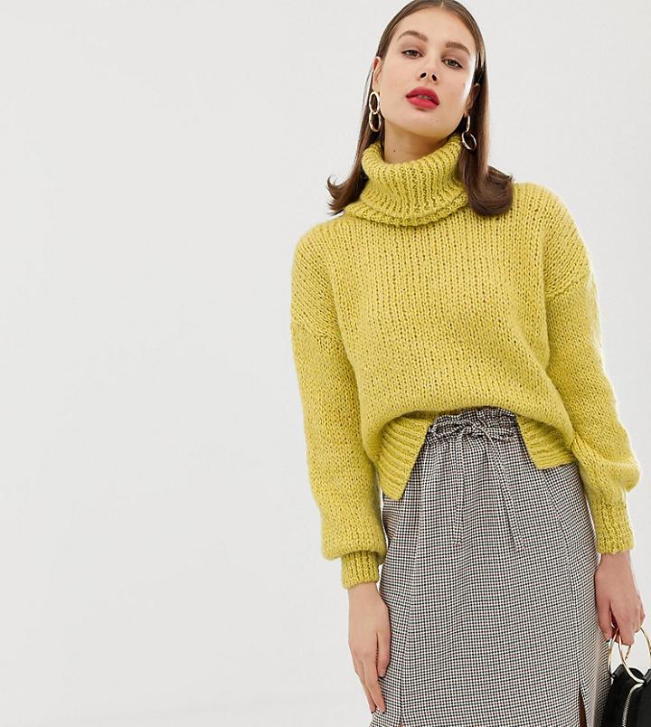 River Island Chunky Roll Neck Sweater In Yellow - Yellow