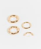 Asos Design 4-pack Rings In Mixed Designs In Gold Tone