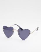 Madein. Thin Frame Heart Sunglasses-gold
