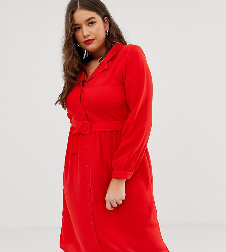 Vero Moda Curve Shirt Dress - Red