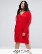 Asos Curve Oversized Knitted Dress - Red