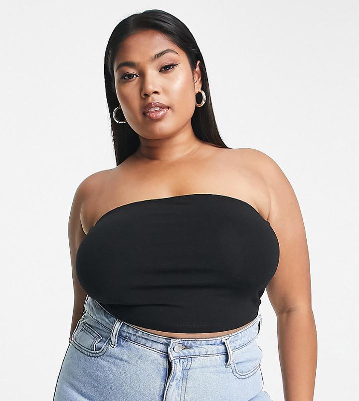 Asos Design Curve Ultimate Bandeau Crop Top In Black