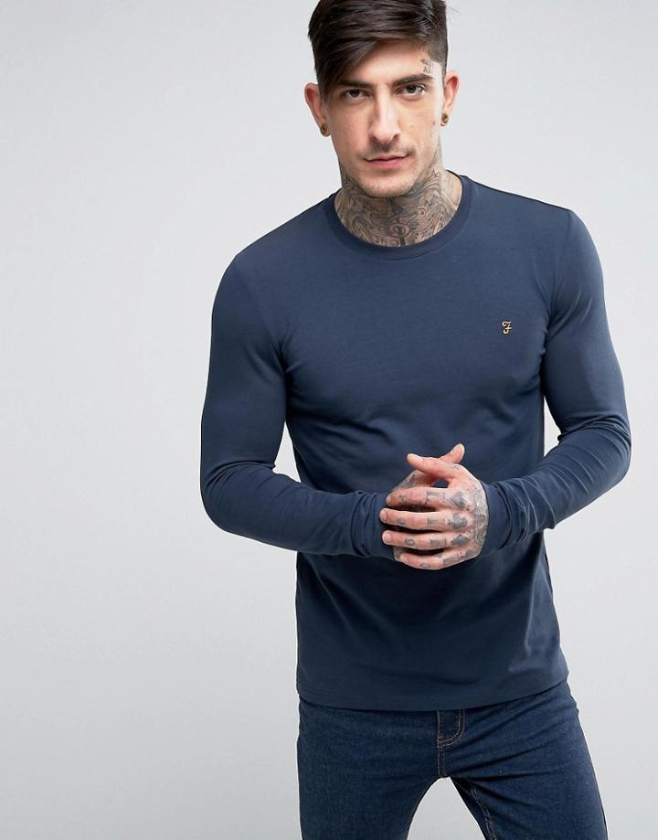 Farah Southall Super Slim Muscle Fit Long Sleeve T-shirt Navy - Navy