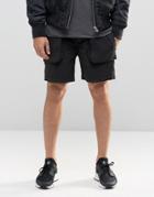 Asos Slim Cargo Short In Washed Black - Black