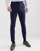 Moss London Muscle Fit Suit Pants In Navy - Navy
