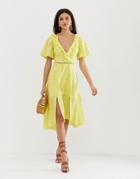 Finders Keepers Sundays Broderie Midi Dress - Yellow