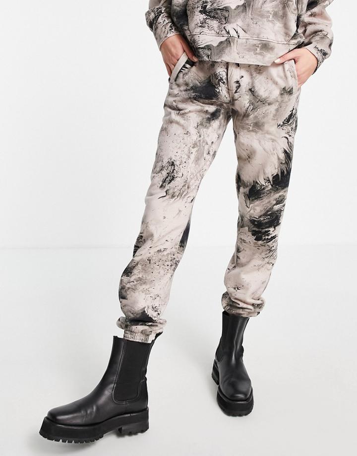 Allsaints Sweatpants In Marble Print - Part Of A Set-pink