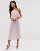 Fashion Union Midi Dress With High Halter Neck In Gingham-pink