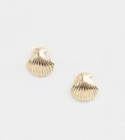 Designb London Gold Clam Shell Stud Earrings - Gold