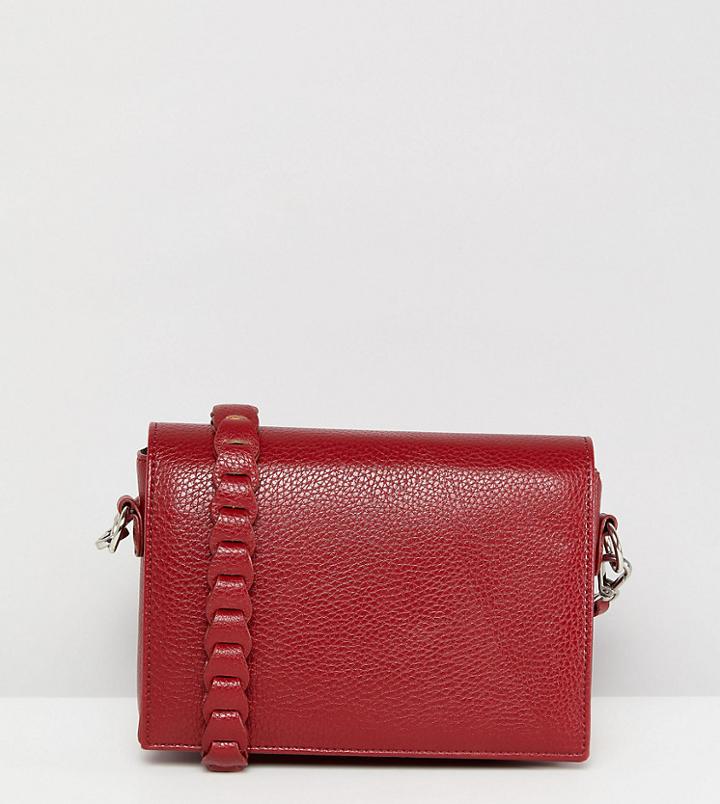 Street Level Minimal Cross Body With Whipstitch Strap In Burgundy - Red