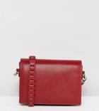 Street Level Minimal Cross Body With Whipstitch Strap In Burgundy - Red