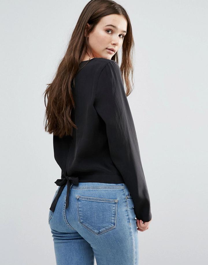 Pieces Ganya Tie Back Top - Black