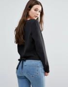 Pieces Ganya Tie Back Top - Black
