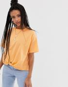 Asos Design Oversized T-shirt With Knot Detail-orange