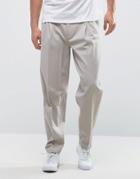 Asos Wide Leg Pleated Smart Pants In Putty - Gray