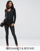 Bandia Maternity Over The Bump Coated Skinny Jean With Removable Bump Band - Black