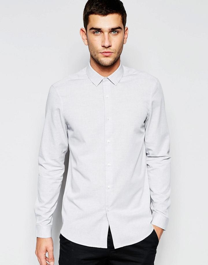 Asos Shirt In Gray Marl In Regular Fit - Gray
