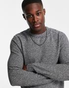 Jack & Jones Essentials Crew Neck Sweater In Textured Gray-grey