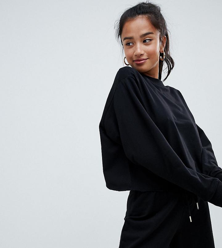 Asos Design Petite Lounge Cross Back Open Sweat Top-black