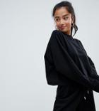 Asos Design Petite Lounge Cross Back Open Sweat Top-black