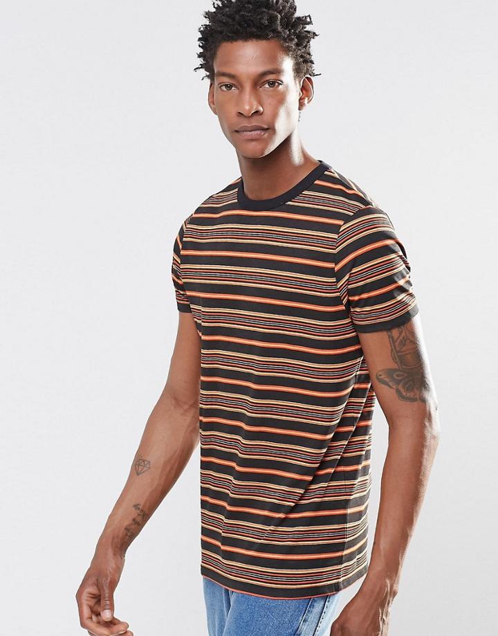 Asos T-shirt In Retro Stripe - Black