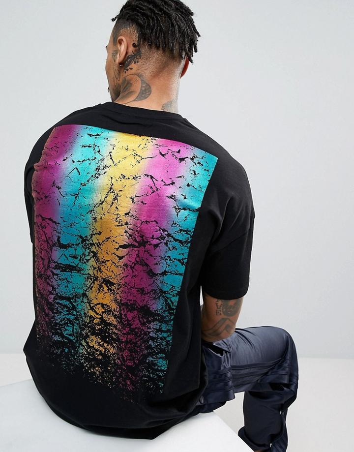 Asos Oversized T-shirt With Foil Back Print - Black