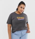 Asos Design Curve T-shirt With Never Ending Rainbow Motif - Gray