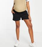 Asos Design Maternity Under The Bump Sweat Short With Pintuck In Organic Cotton In Black
