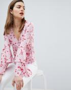Ivyrevel Wrap Front Jersey Top With Bell Sleeve-multi