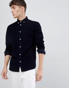 Solid Cord Regular Fit Shirt In Navy - Green