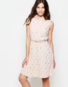 Yumi Belted Skater Dress In Cactus Foil Print - Nude