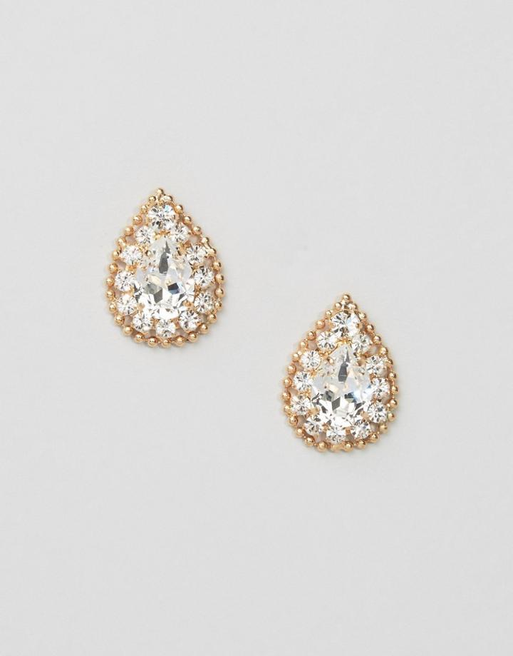 Krystal Swarovski Crystal Pear Surround Earring - Gold